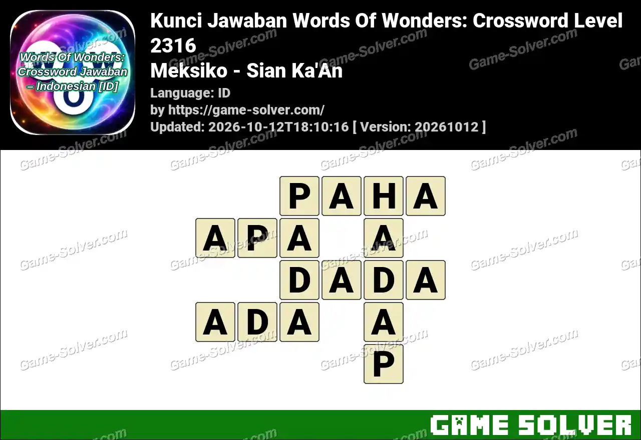 Kunci Jawaban Words Of Wonders: Crossword Level 2316 – Meksiko – Sian Ka’An